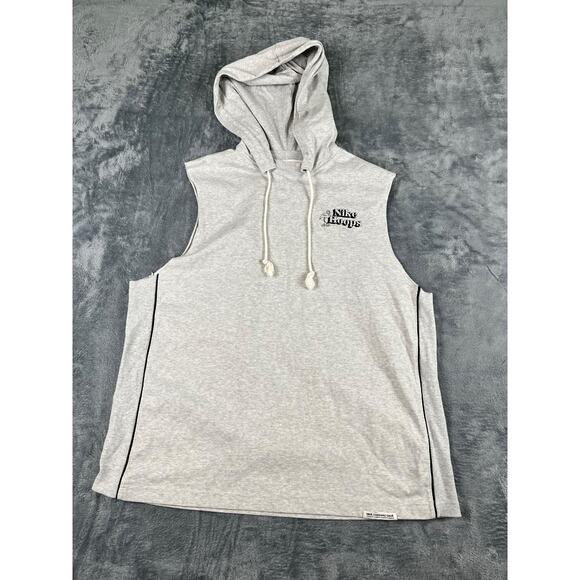 Nike Hoops Sleeveless Hoodie Men's Large Gray Dri-Fit Basketball Athleisure - Picture 1 of 11